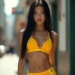 epic summer dreamscape portrait young woman carefree spirit summer vibes city street ai-generated ai images ai models